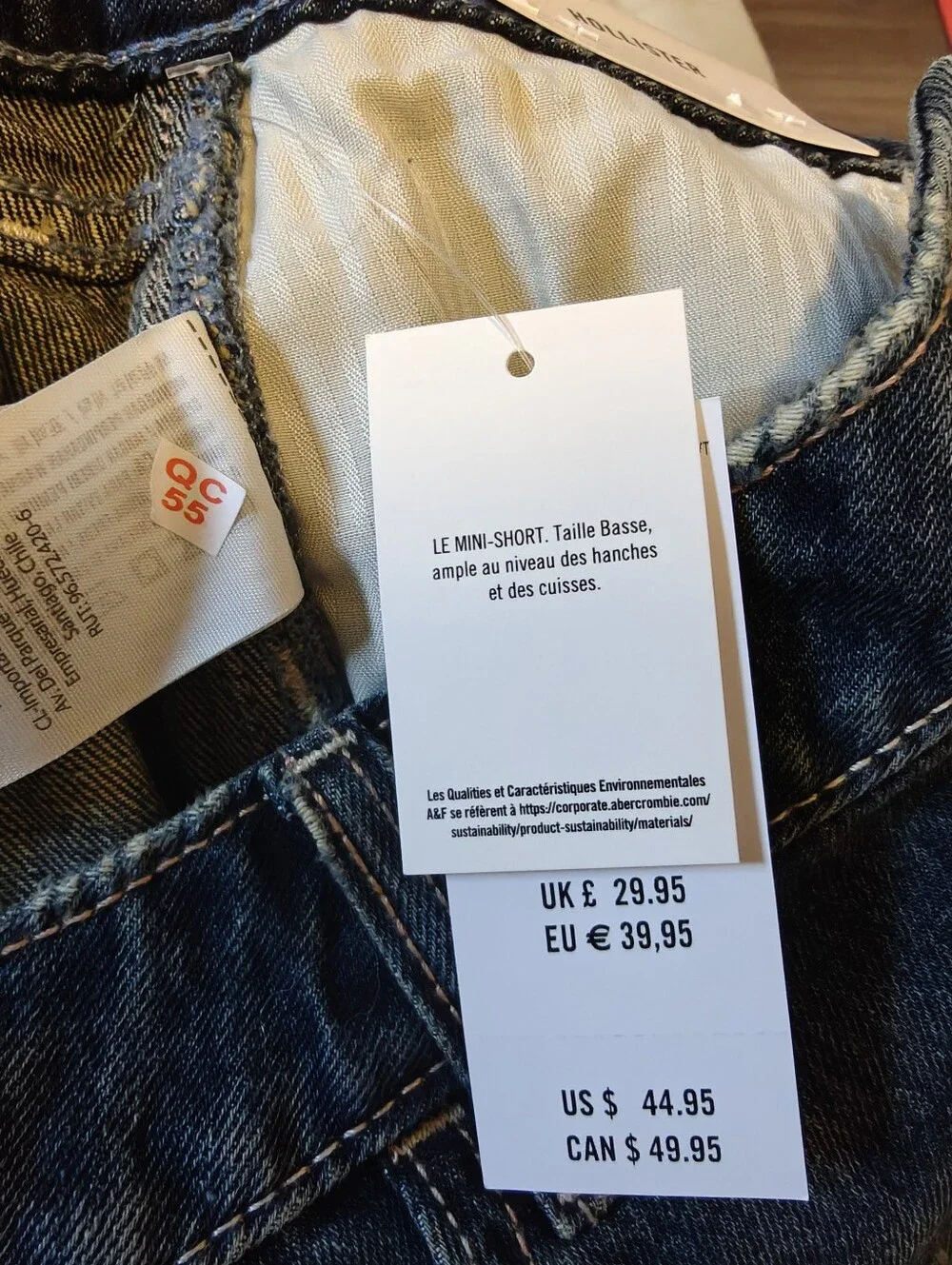 Hollister Low-Rise Dark Wash Denim Mini Shorts 8/9/29W - Picture 7 of 9
